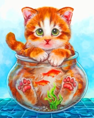 Cat In Bowlfish diamond painting