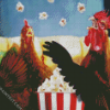 Chicken Eating Popcorn diamond painting