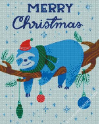 Christmas Blue Sloth diamond painting