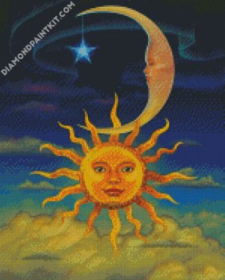Crescent Moon And Sun diamond painting