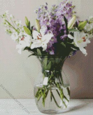 Delphiniums And Lilies Vase diamond painting