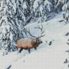 Elk In Snowy Mountains diamond painting