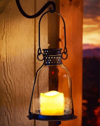 Glass Lantern With Candle diamond painting