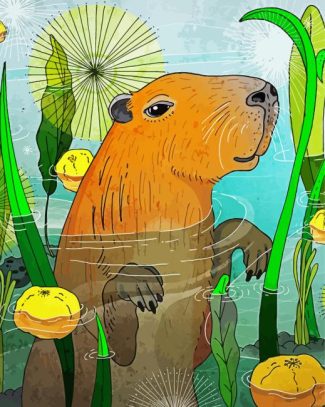 Illustration Capybara diamond painting