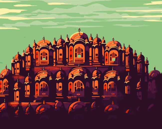 Illustration Hawa Mahal Jaipur - 5D Diamond Painting 