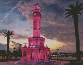 Izmir Clock Tower In Pink diamond painting
