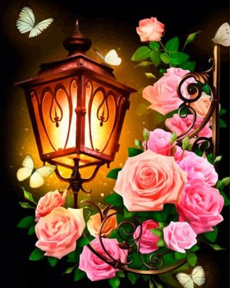 Light Lantern And Roses diamond painting