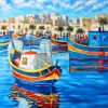 Malta Fishing Boats diamond painting