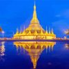 Maynmar Shwedagon Pagoda Water Reflection diamond painting
