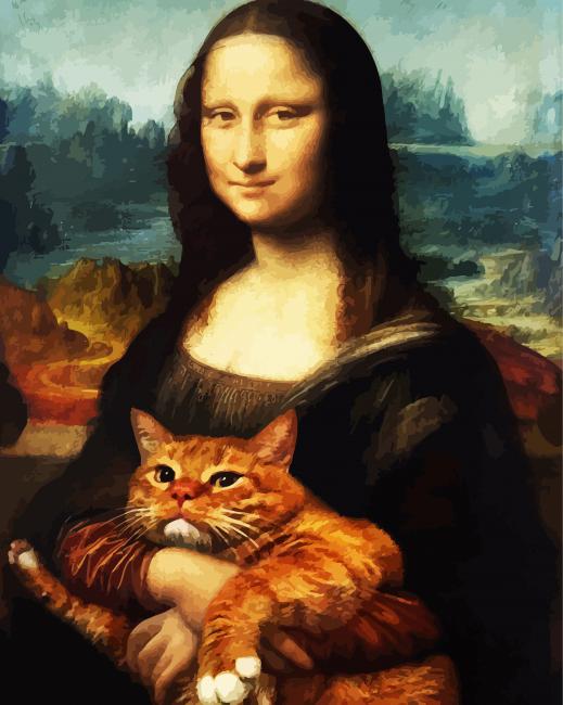 Mona Lisa With Cat - 5D Diamond Painting 