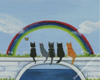 Rainbow Bridge Kitties diamond painting