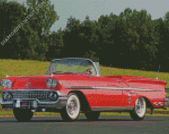 Red Classic Chevrolet Impala diamond painting