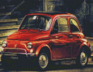 Red Vintage Fiat Car diamond painting