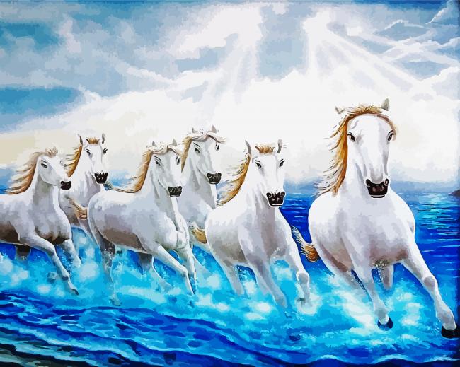 Seven Horses Running - 5D Diamond Painting 