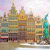 Snowy Antwerp Belgium diamond painting