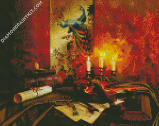 Still Life Violin And Candles diamond painting