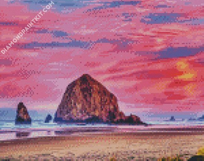 Sunsets At Cannon Beach Haystack Rock diamond painting