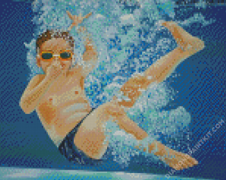 Swimmer Boy Underwater diamond painting