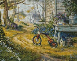 Tricycle In The Village diamond painting