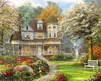 Victorian House Garden diamond painting