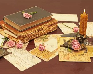 Vintage Books And Candles diamond painting
