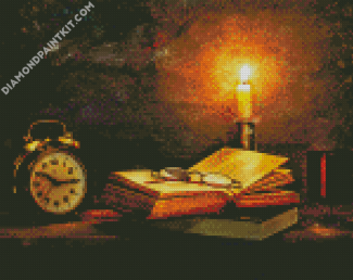 Vintage Candle Light And Book diamond painting