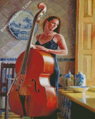 Woman Playing Upright Bass diamond painting