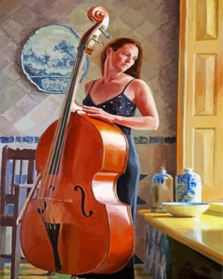 Woman Playing Upright Bass diamond painting