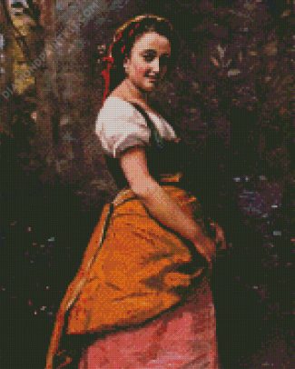 Young Woman In The Woods Corot diamond painting