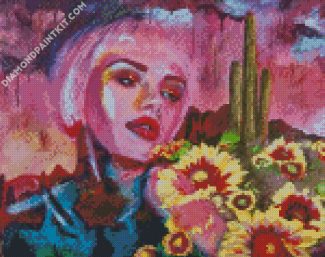 Abstract Lady And Flowers diamond painting