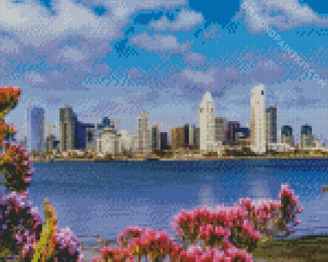 Aesthetic San Diego Skyline Viewpoint Coronado diamond painting