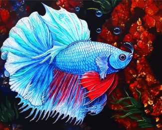 Aesthetic Blue Fish diamond painting