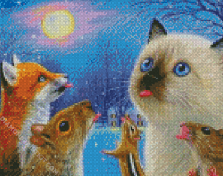 Animals Enjoying The Snow diamond painting