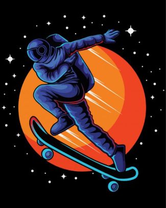 Astronaut Skateboarding diamond painting