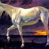 Bierstadt White Horse And Sunset diamond painting