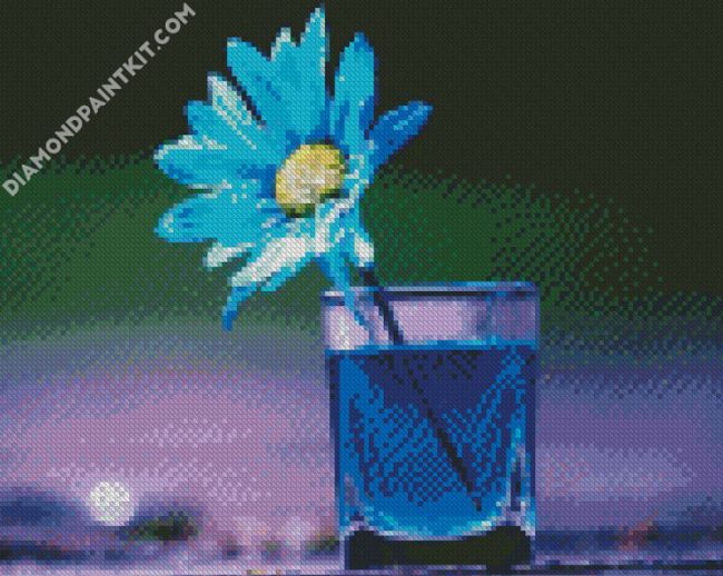Blue Flower In A Glass Cup diamond painting