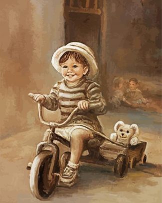 Child Playing With Tricycle diamond painting