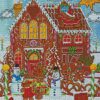 Christmas Gingerbread Tree House diamond painting
