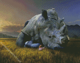 Crying Rhinoceros diamond painting