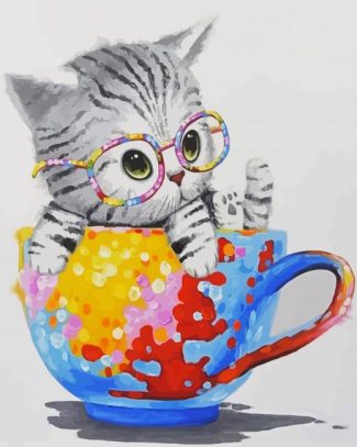 Cute Cat In A Teacup diamond painting