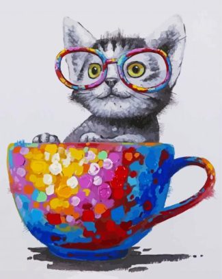 Cute Cat Wearing Glasses diamond painting