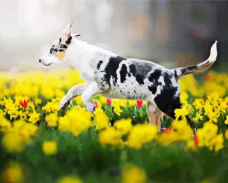 Dog In Flowers diamond painting