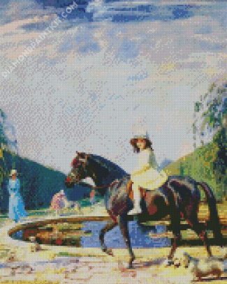 Equestrian Little Girl diamond painting