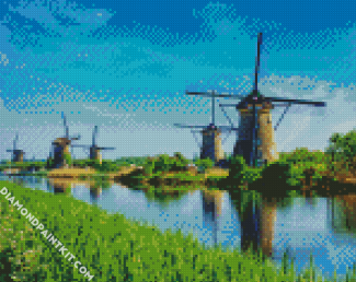 Kinderdijk Windmills diamond painting