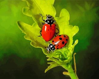 Ladybugs On A Leaf diamond painting