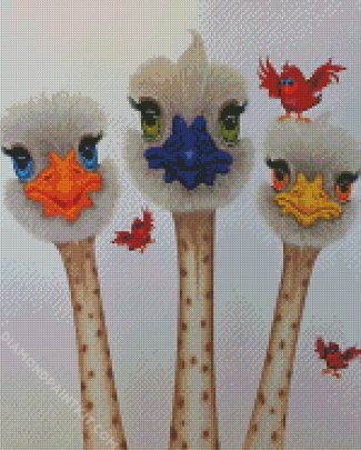 Ostriches And Flying Birds diamond painting