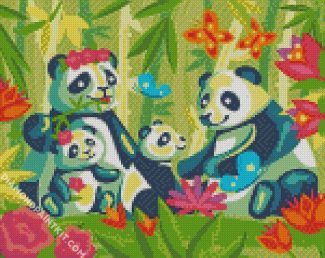 Panda Family diamond painting