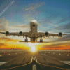 Plane In The Airport At Sunset diamond painting