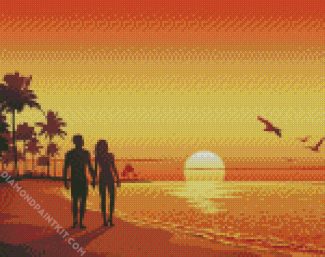 Sunset Couple On Beach diamond painting