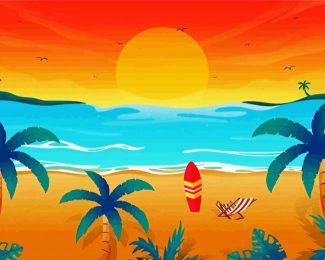 Tropical Sunset Beach Seascape diamond painting
